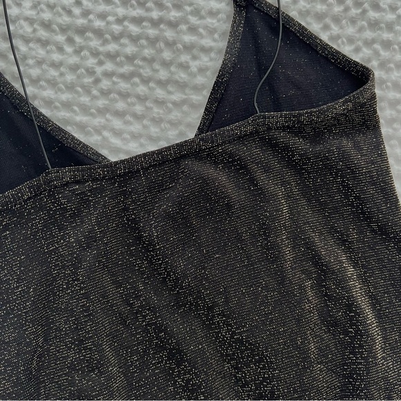 Free People Intimately Skinny Strap Brami Crop Top Black with Gold Sparkle XS/S - Picture 8 of 9